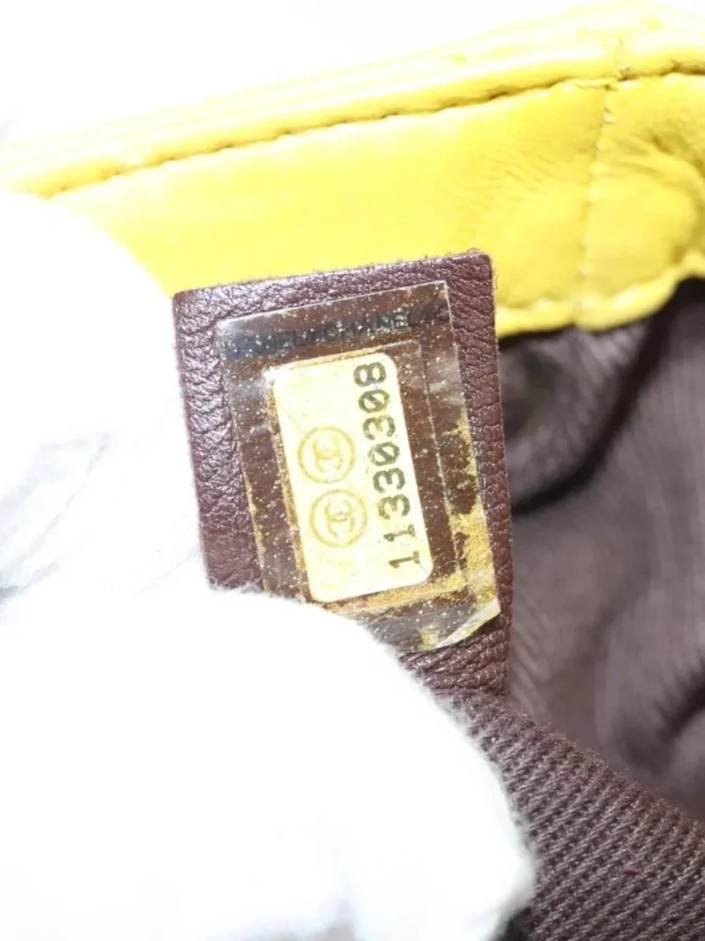 CHANEL Matelasse 2.55 Shoulder Bag Lamb Skin Yellow Silver CC Auth bs25489